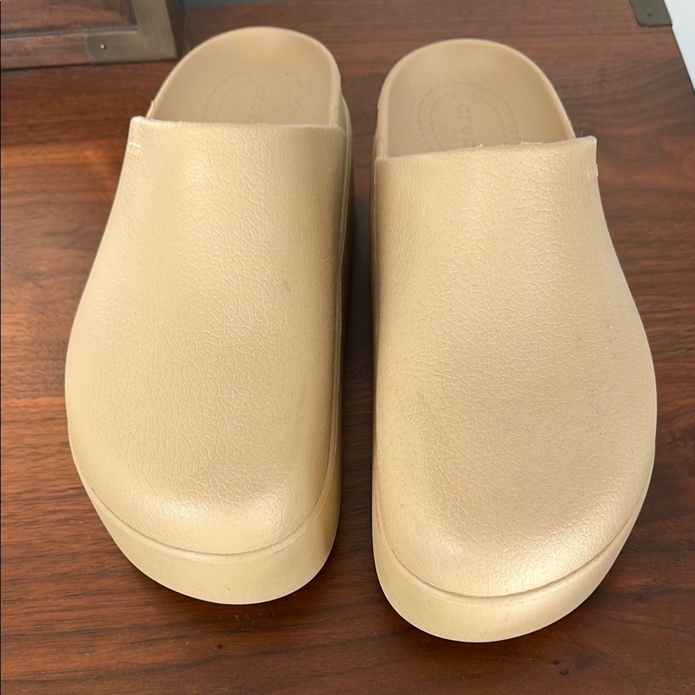 Crocs Beige Slip-On Platform Clog